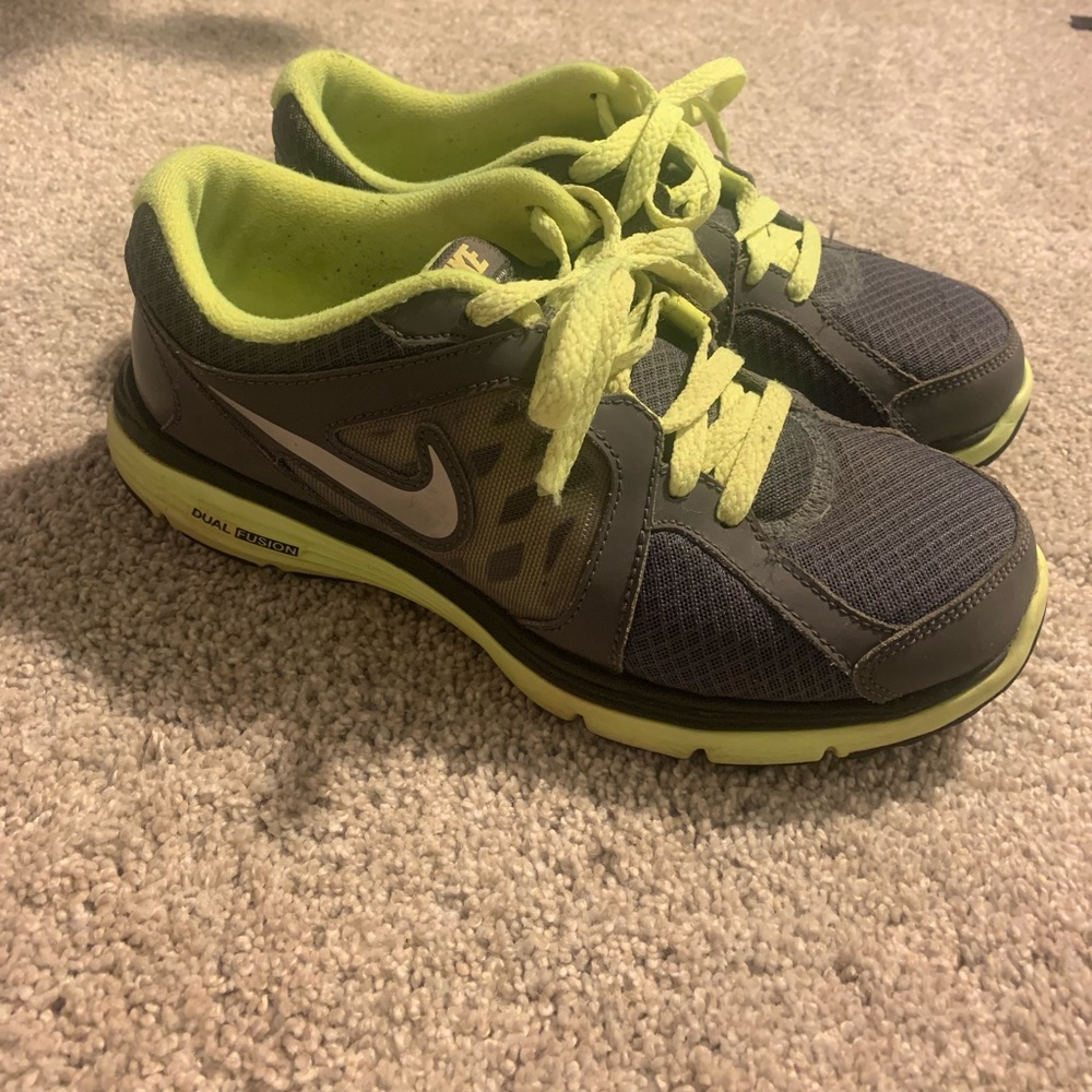 Nike Dual Fusion Neon Green and Gray Sneakers